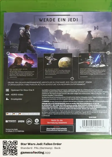 Star Wars Jedi: Fallen Order Xbox One, Germany box back