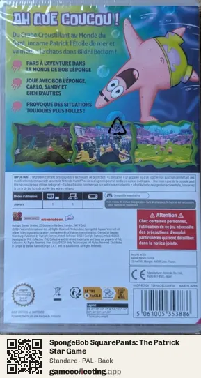 SpongeBob SquarePants: The Patrick Star Game Nintendo Switch, PAL box back