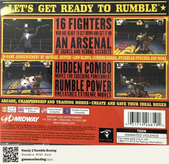 Ready 2 Rumble Boxing PlayStation, NTSC box back