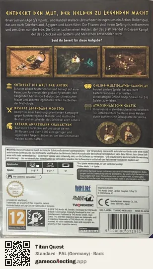 Titan Quest Nintendo Switch, Germany box back