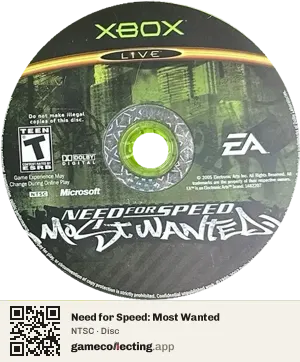 Need for Speed: Most Wanted Xbox, NTSC disc
