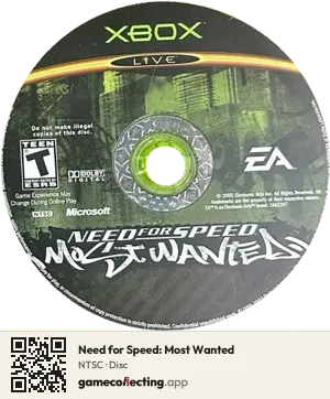Need for Speed: Most Wanted Xbox, NTSC disc