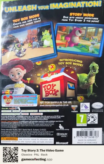 Toy Story 3: The Video Game Xbox 360, PAL box back