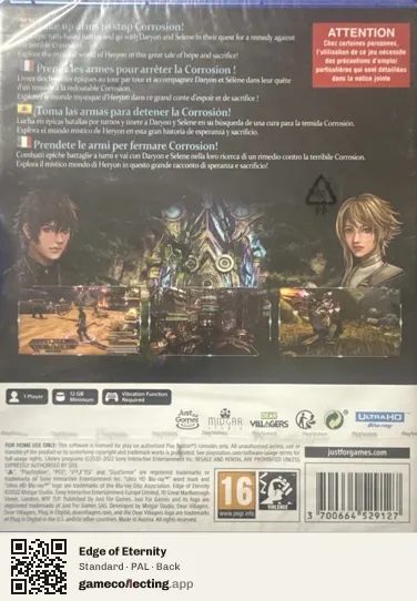 Edge of Eternity PlayStation 5, PAL box back