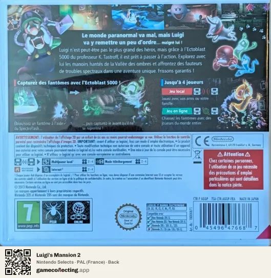 Luigi's Mansion 2 Nintendo 3DS, France box back
