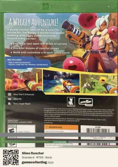 Slime Rancher Xbox One, NTSC box back