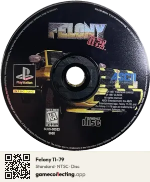 Felony 11-79 PlayStation, NTSC disc