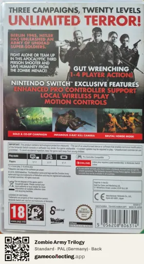Zombie Army Trilogy Nintendo Switch, Germany box back