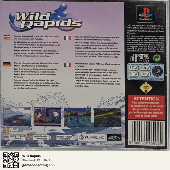Wild Rapids PlayStation, PAL box back
