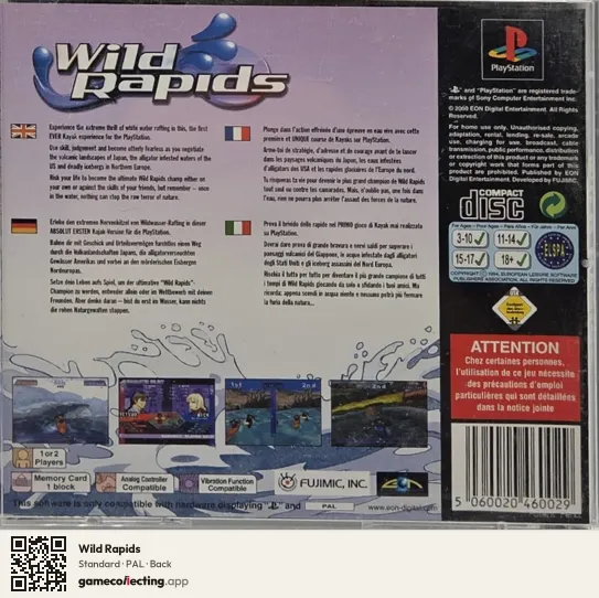 Wild Rapids PlayStation, PAL box back