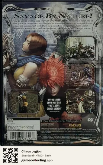 Chaos Legion PlayStation 2, NTSC box back