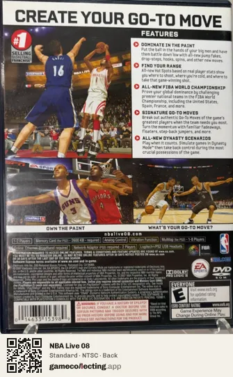 NBA Live 08 PlayStation 2, NTSC box back