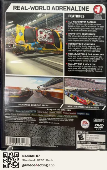 NASCAR 07 PlayStation 2, NTSC box back