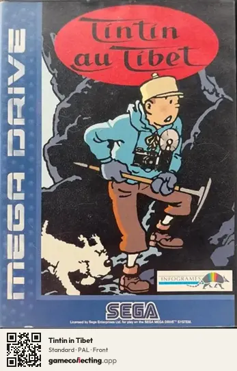 Tintin in Tibet Sega Mega Drive / Genesis, PAL box front