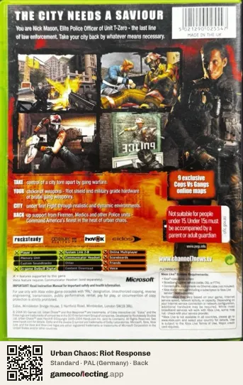 Urban Chaos: Riot Response Xbox, Germany box back