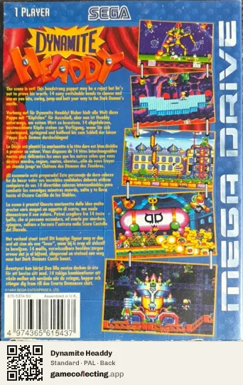 Dynamite Headdy Sega Mega Drive / Genesis, PAL box back