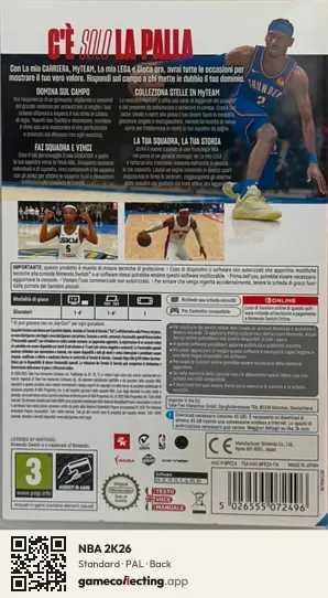 NBA 2K26 Nintendo Switch, PAL box back