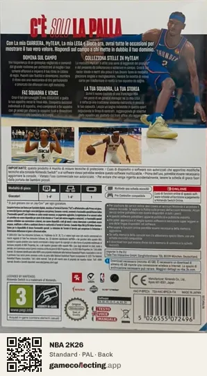 NBA 2K26 Nintendo Switch, PAL box back