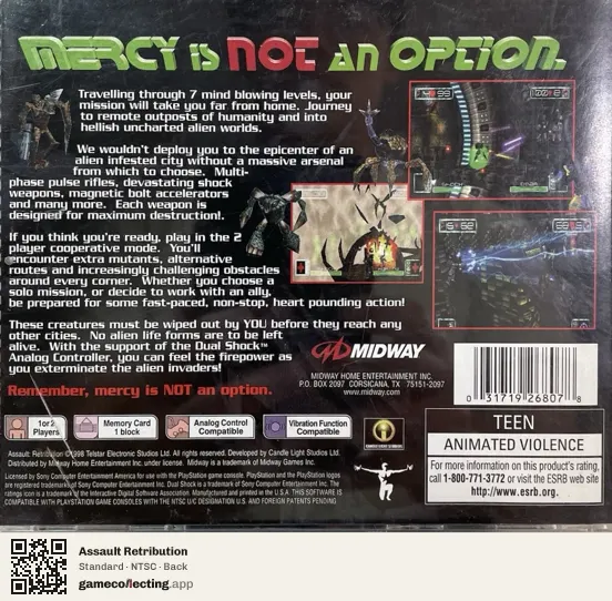 Assault Retribution PlayStation, NTSC box back