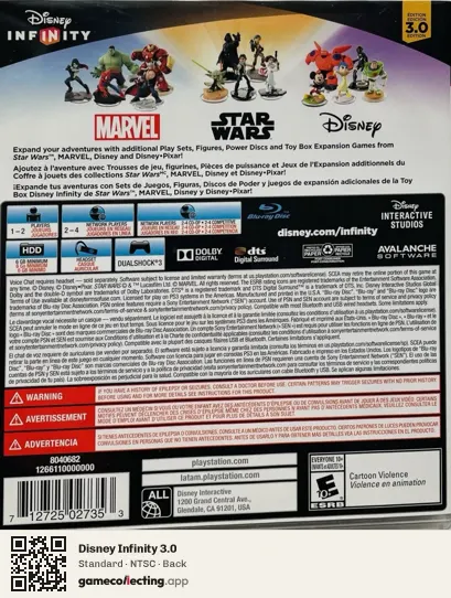 Disney Infinity 3.0 PlayStation 3, NTSC box back