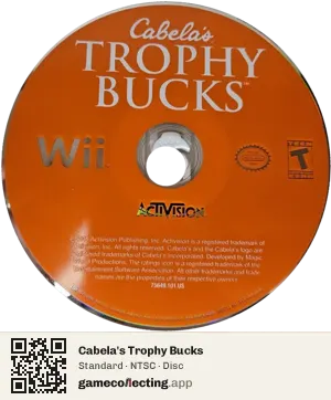 Cabela's Trophy Bucks Nintendo Wii, NTSC disc
