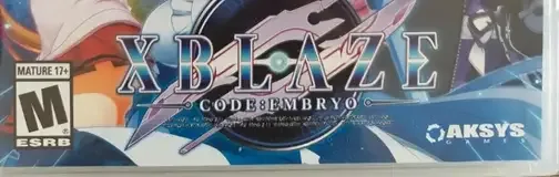 XBlaze: Code: Embryo, the ESRB box on its front