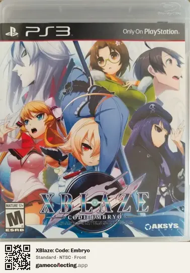XBlaze: Code: Embryo PlayStation 3, NTSC box front