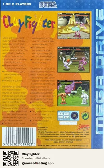 ClayFighter Sega Mega Drive / Genesis, PAL box back