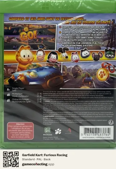 Garfield Kart: Furious Racing Xbox One, PAL box back