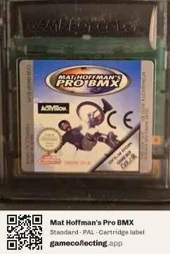 Mat Hoffman's Pro BMX Game Boy Color, PAL cartridge label