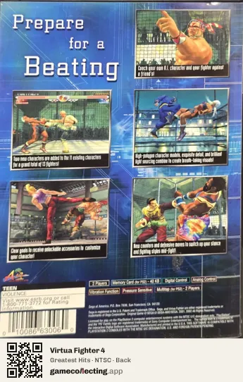 Virtua Fighter 4 PlayStation 2, NTSC box back