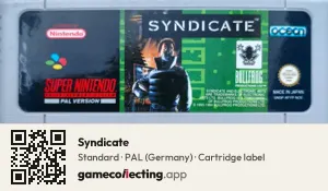 Syndicate Super Nintendo Entertainment System, PAL cartridge label