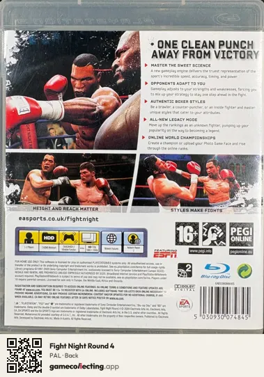 Fight Night Round 4 PlayStation 3, PAL box back