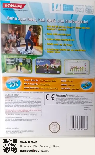 Walk It Out! Nintendo Wii, Germany box back