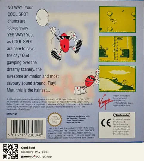 Cool Spot Game Boy, PAL box back