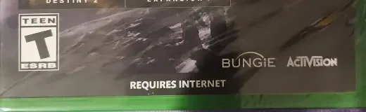 Destiny 2, the ESRB box on its front