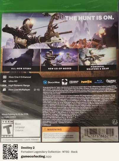 Destiny 2 Xbox One, NTSC box back