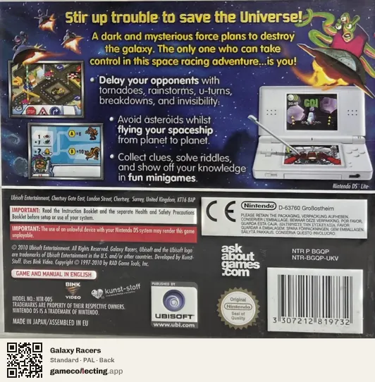 Galaxy Racers Nintendo DS, PAL box back