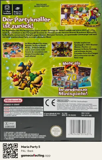 Mario Party 5 Nintendo GameCube, PAL box back