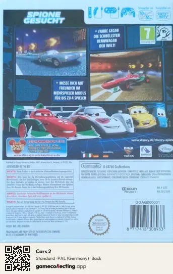 Cars 2 Nintendo Wii, Germany box back