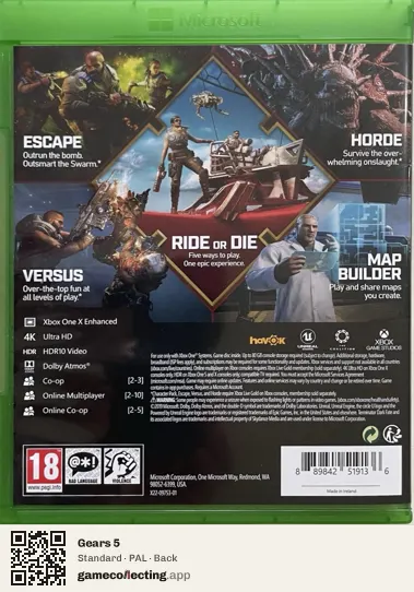 Gears 5 Xbox One, PAL box back