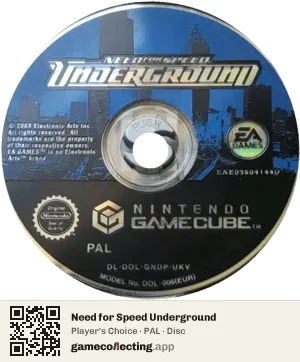 Need for Speed Underground Nintendo GameCube, PAL disc