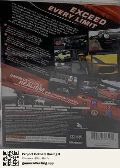 Project Gotham Racing 3 Xbox 360, PAL box back
