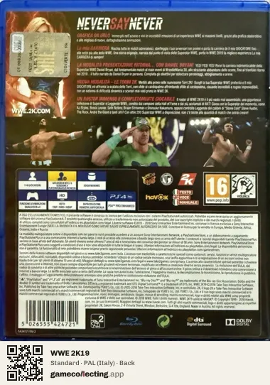 WWE 2K19 PlayStation 4, Italy box back
