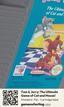 Tom & Jerry: The Ultimate Game of Cat and Mouse! Nintendo Entertainment System, PAL cartridge label