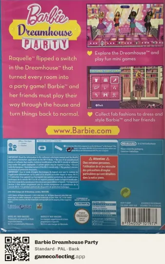Barbie Dreamhouse Party Nintendo Wii U, PAL box back