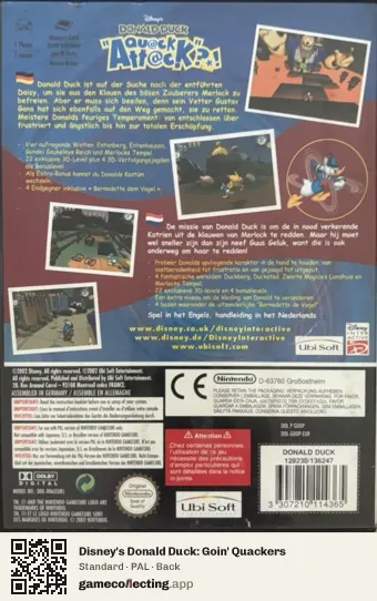 Disney's Donald Duck: Goin' Quackers Nintendo GameCube, PAL box back