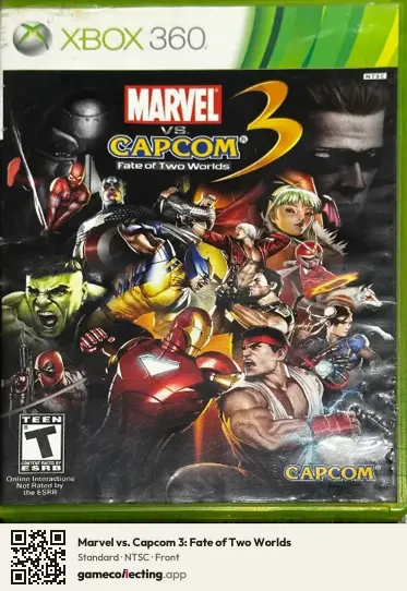 Marvel vs. Capcom 3: Fate of Two Worlds Xbox 360, NTSC box front