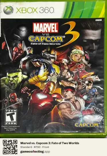 Marvel vs. Capcom 3: Fate of Two Worlds Xbox 360, NTSC box front