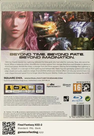 Final Fantasy XIII-2 PlayStation 3, PAL box back